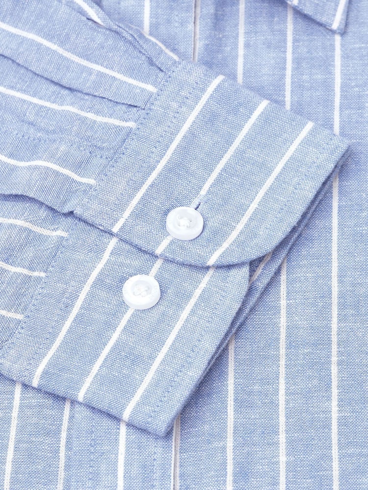 Brook Taverner Blue Pure 100% Linen Shirt - Image 4 of 4