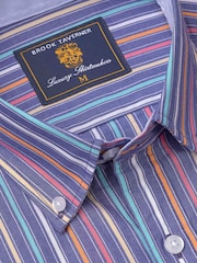 Brook Taverner Blue Portofino 100% Cotton Shirt - Image 3 of 3