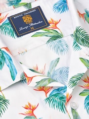 Brook Taverner White Tropical Revere 100% Cotton Shirt - Image 2 of 3