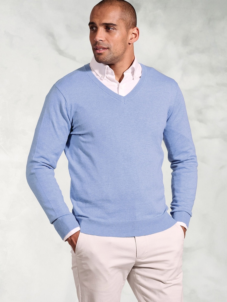 Brook Taverner Blue V-Neck Jumper - Image 1 of 3