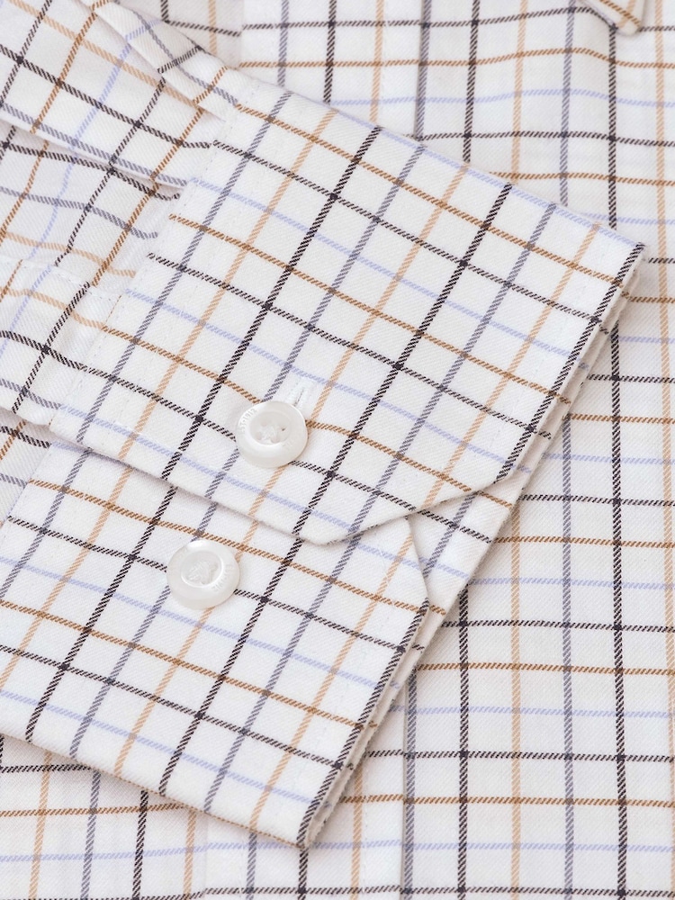 Brook Taverner Blue Tattersall Check 100% Cotton Shirt - Image 5 of 5