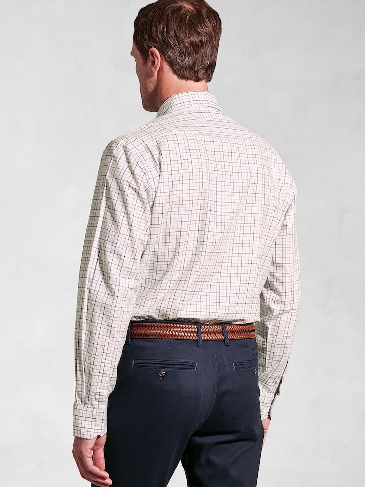 Brook Taverner Blue White 100% Cotton Tattersall Check Shirt - Image 1 of 6 Brook Taverner Blue White 100% Cotton Tattersall Check Shirt - Image 1 of 6