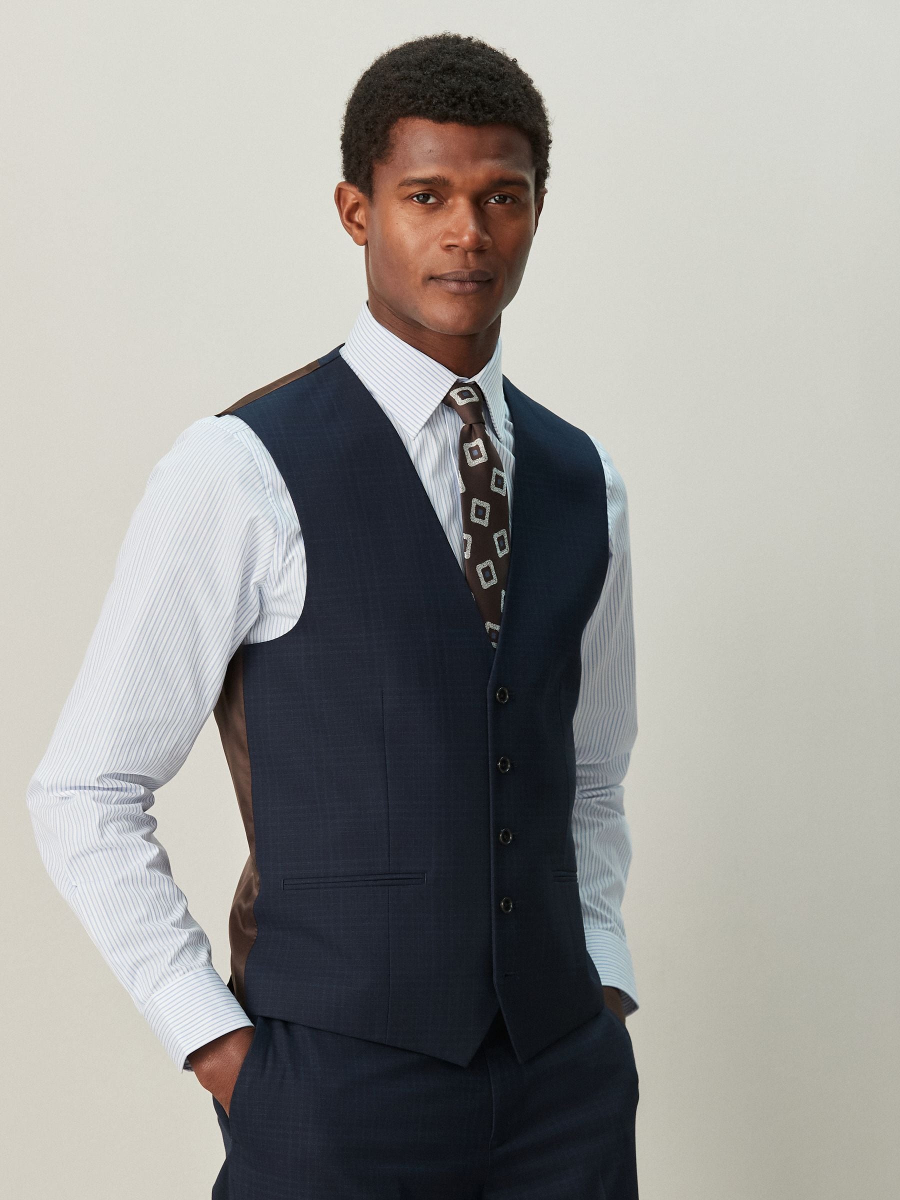 Buy Navy Blue Check Suit Waistcoat from Next USA