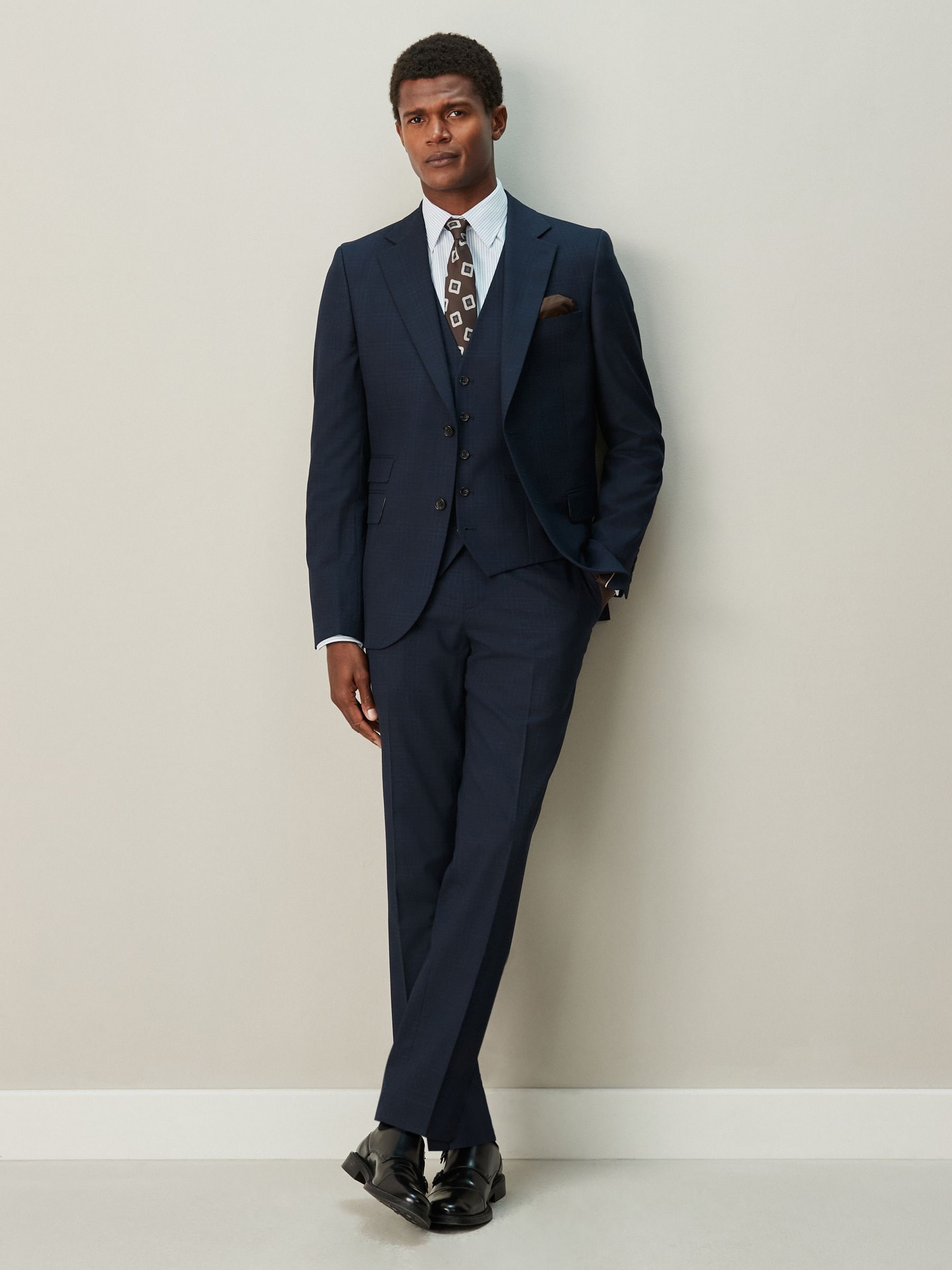 Buy Navy Blue Check Suit Waistcoat from Next USA