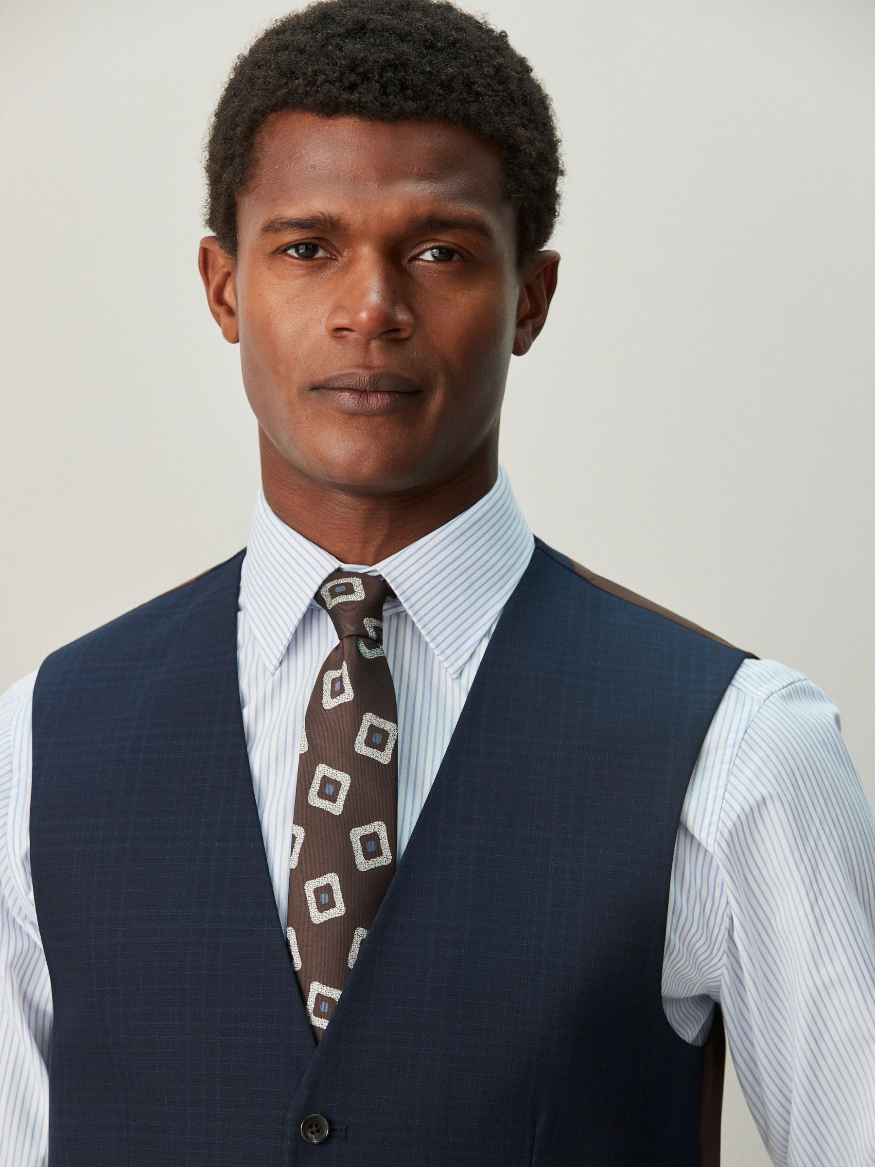 Buy Navy Blue Check Suit Waistcoat from Next USA
