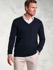 Brook Taverner Blue V-Neck Jumper - Image 1 of 3