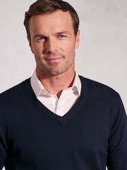 Brook Taverner Blue V-Neck Jumper - Image 3 of 3