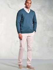 Brook Taverner Blue V-Neck Jumper - Image 2 of 3