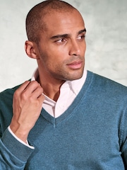 Brook Taverner Blue V-Neck Jumper - Image 3 of 3