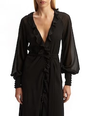 Bardot Black Kassia Ruffle Midi Dress - Image 3 of 4