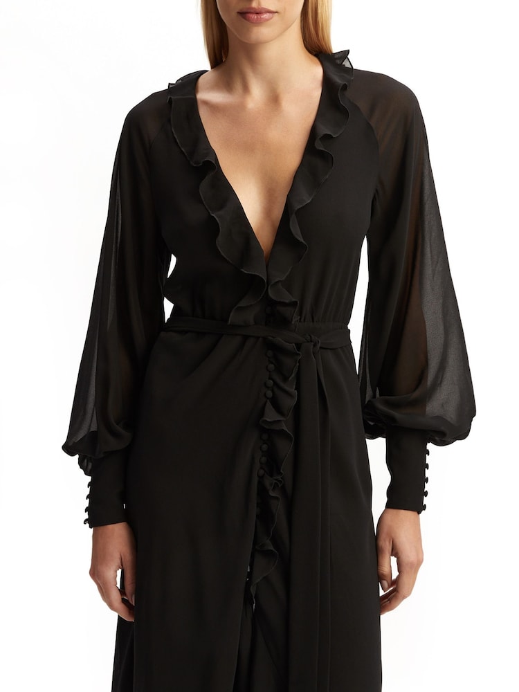bardot black ruffle dress Buy Kassia Midi from Next USA Size:L (14-16) Design details include a filter-neckline:Boatneck satin with lace wedding