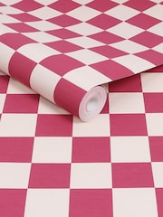 Graham & Brown Raspberry Envy Check Me Out A4 Wallpaper Sample - Image 2 of 3