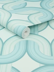Graham & Brown Blue Horizon Envy In the Loop A4 Wallpaper Sample - Image 2 of 3