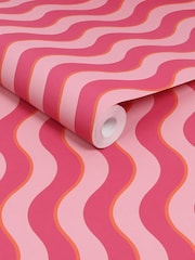 Graham & Brown Raspberry Tangerine Envy Making Waves A4 Wallpaper Sample - Image 3 of 3