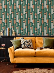 Graham & Brown Bottle Green Rust Envy Morse A4 Wallpaper Sample - Image 1 of 4
