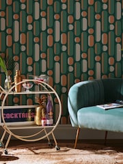 Graham & Brown Bottle Green Rust Envy Morse A4 Wallpaper Sample - Image 4 of 4