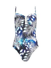 Star by Julien MacDonald Blue U Bar Printed Swimsuit - Image 8 of 9