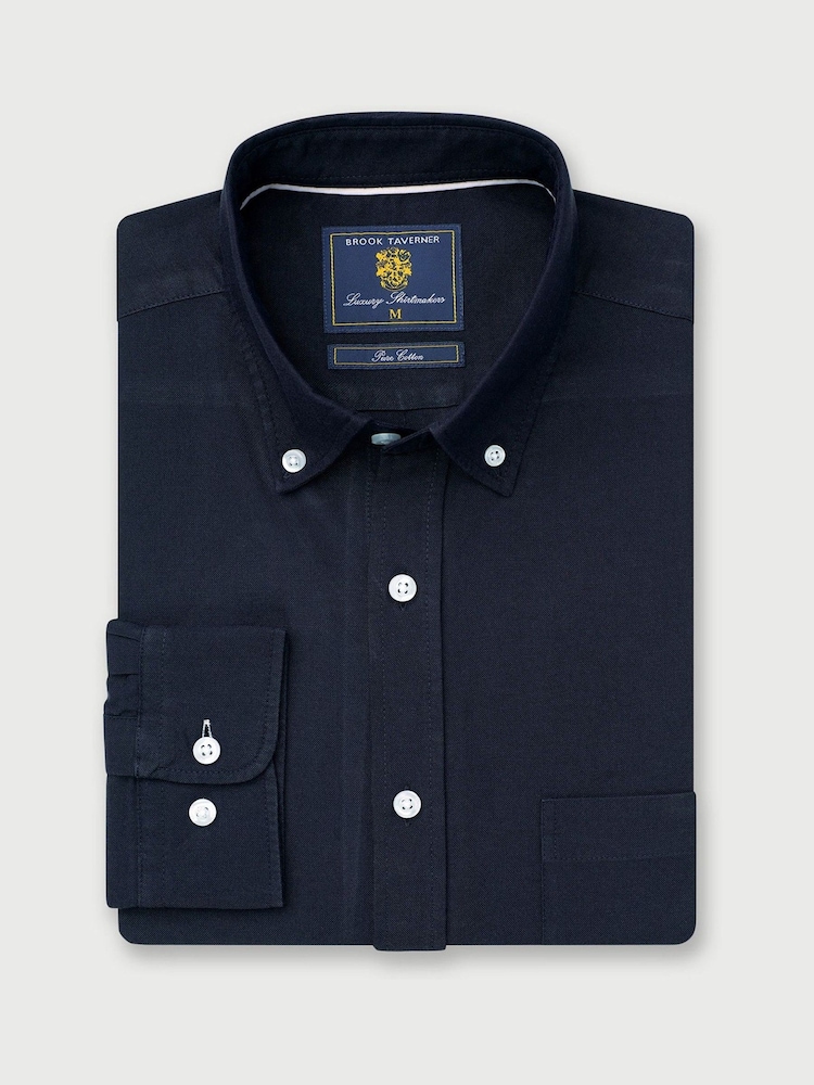 Brook Taverner Blue Cotton Oxford 100% Cotton Shirt - Image 2 of 4