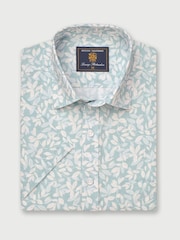 Brook Taverner Green Botanical Print 100% Cotton Slub Shirt - Image 2 of 4