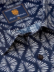 Brook Taverner Blue Geo Print 100% Cotton Shirt - Image 2 of 3