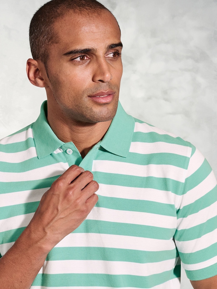 Brook Taverner 100% Cotton Bold Stripe Pique Polo Shirt - Image 3 of 3