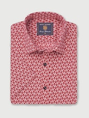 Brook Taverner Red Geo Print 100% Cotton Shirt - Image 1 of 3