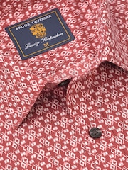 Brook Taverner Red Geo Print 100% Cotton Shirt - Image 2 of 3