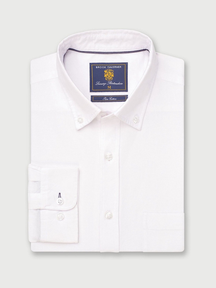 Brook Taverner White Cotton Oxford 100% Cotton Shirt - Image 2 of 4