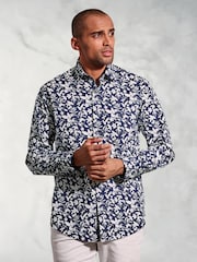 Brook Taverner Blue Floral Print 100% Cotton Shirt - Image 1 of 2