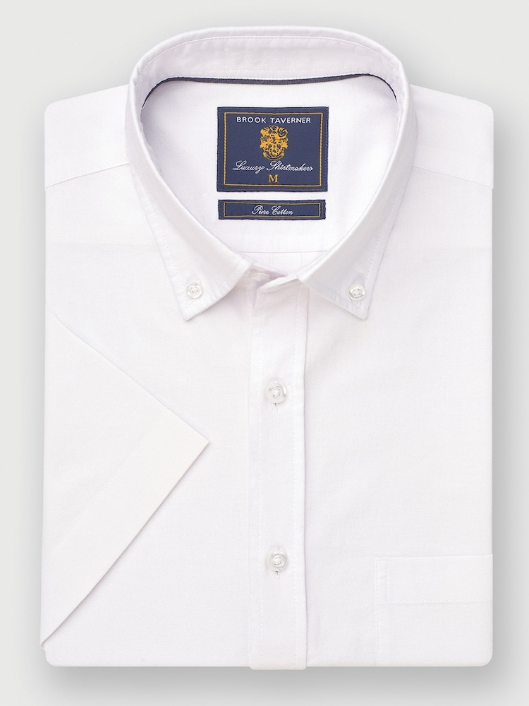Brook Taverner White Cotton Oxford 100% Cotton Shirt - Image 2 of 4