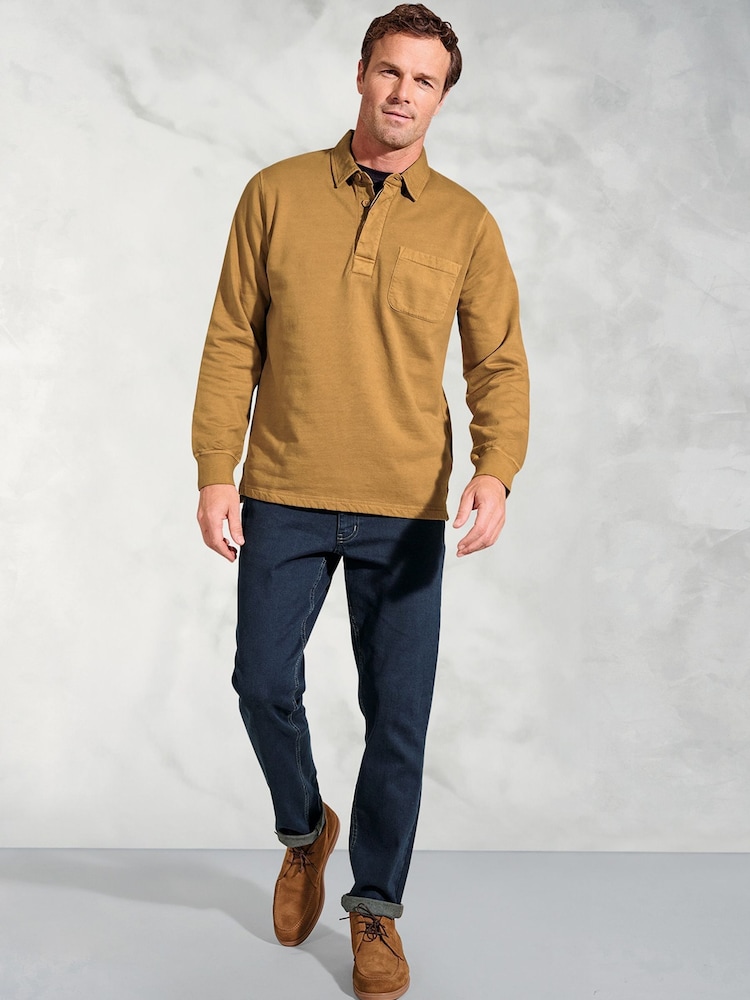Brook Taverner Yellow Garment Dyed Cotton Rugby 100% Cotton Shirt - Image 2 of 3
