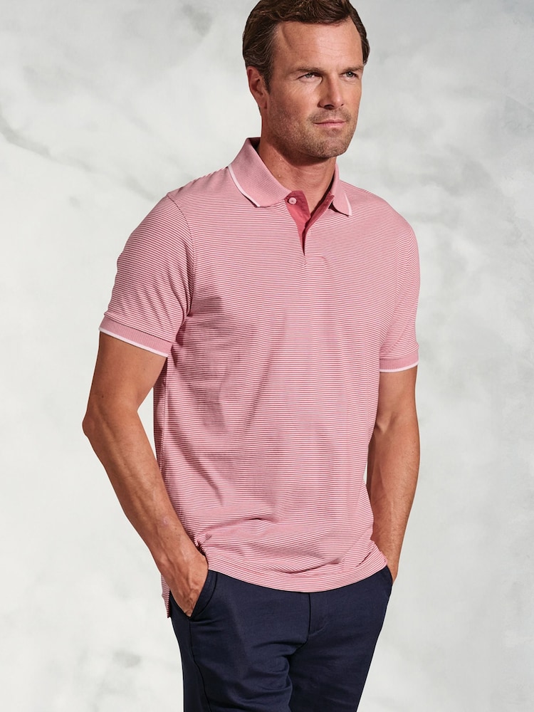 Brook Taverner 100% Cotton Fine Striped Jersey Polo Shirt - Image 1 of 3
