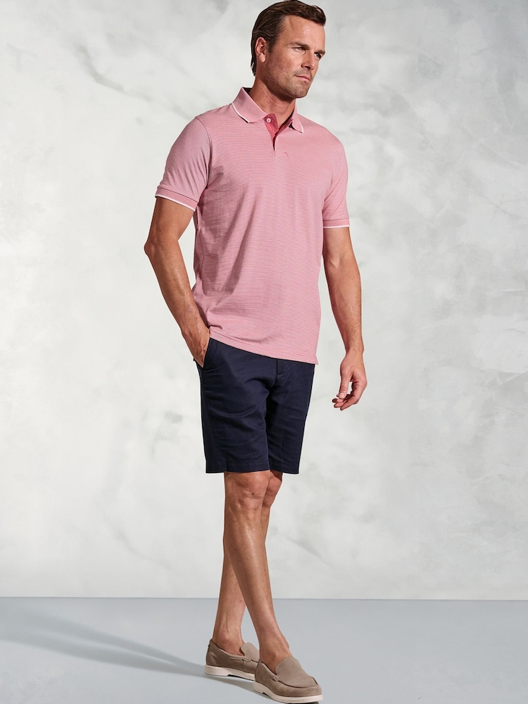 Brook Taverner 100% Cotton Fine Striped Jersey Polo Shirt - Image 2 of 3