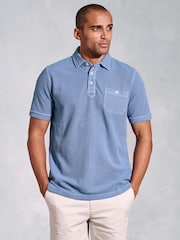 Brook Taverner Garment Dye Pique 100% Cotton Polo Shirt - صورة 1 من 4