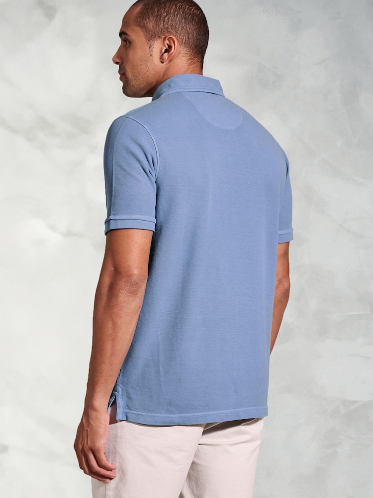 Brook Taverner Garment Dye Pique 100% Cotton Polo Shirt - صورة 2 من 4