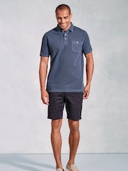 Brook Taverner Blue Garment Dye Pique 100% Cotton Polo Shirt - Image 3 of 4