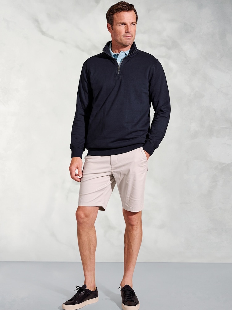 Brook Taverner Blue Garment Dye 1/4 Zip 100% Cotton Sweatshirt - Image 2 of 3