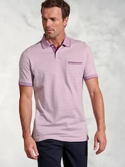 Brook Taverner Purple Dot Jacquard Melange 100% Cotton Polo Shirt - Image 1 of 3