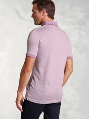 Brook Taverner Purple Dot Jacquard Melange 100% Cotton Polo Shirt - Image 2 of 3