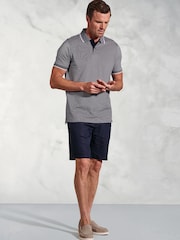 Brook Taverner Blue Light 100% Cotton Fine Striped Jersey Polo Shirt - Image 2 of 3