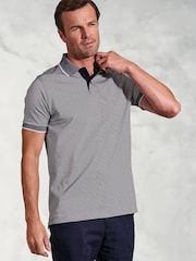 Brook Taverner Blue Light 100% Cotton Fine Striped Jersey Polo Shirt - Image 3 of 3