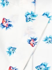 Brook Taverner Blue Fish Print 100% Cotton Shirt - Image 3 of 3