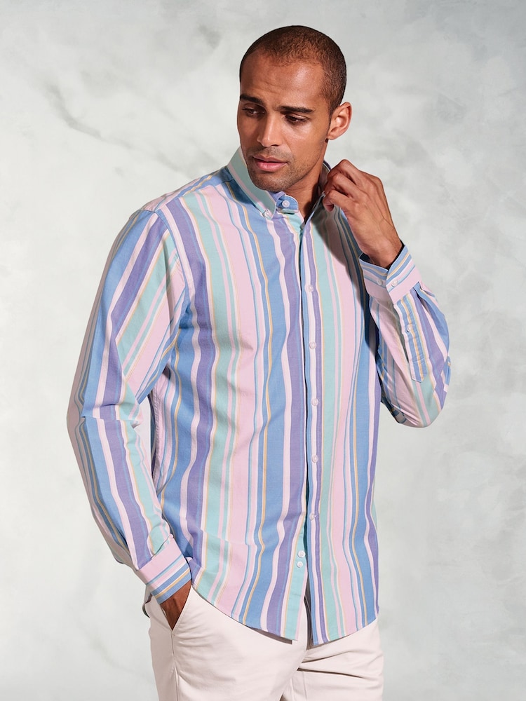 Brook Taverner Blue Check Oxford 100% Cotton Shirt - Image 1 of 3