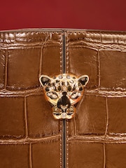 Lipsy Chocolate Brown Croc Effect Shopper Tote Bag - Image 3 of 5