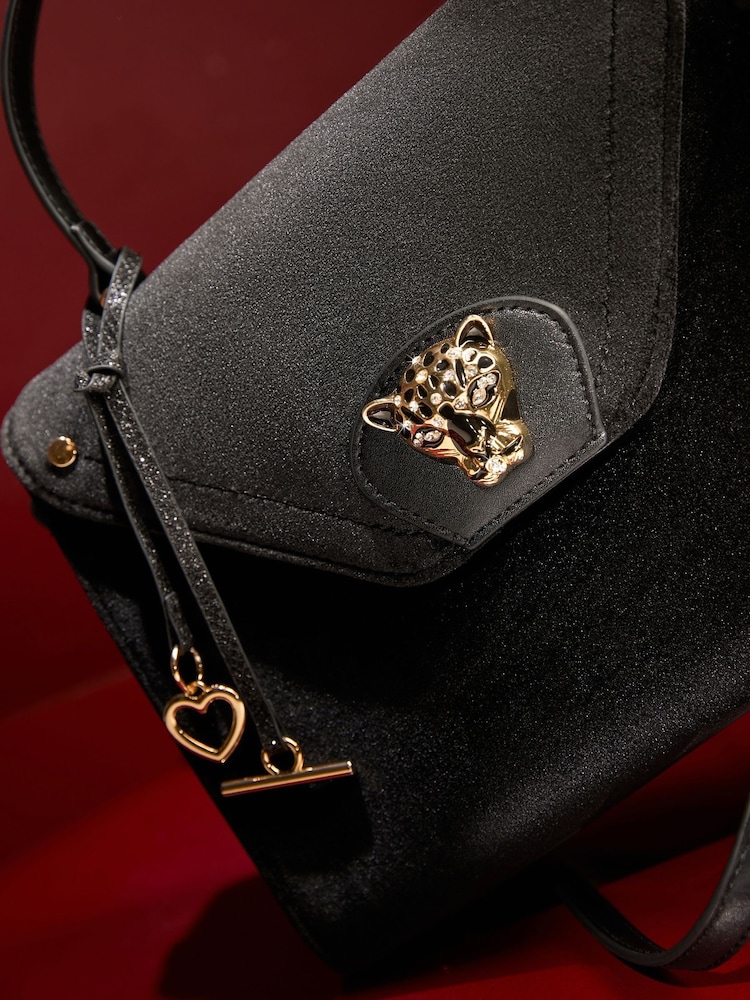 Lipsy Black Velvet Medium Top Handle Tote Bag - Image 2 of 5