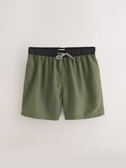 Verde cáqui/preto - Contrast Waist Swim Shorts - Imagem 1 de 4