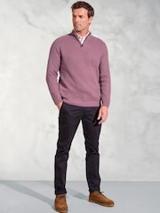 Brook Taverner Purple Fine Rib 1/4 Neck Jumper - Image 2 of 2