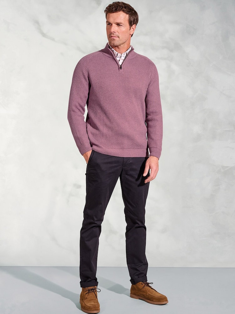 Brook Taverner Purple Fine Rib 1/4 Neck Jumper - Image 2 of 2 Brook Taverner Purple Fine Rib 1/4 Neck Jumper - Image 2 of 2