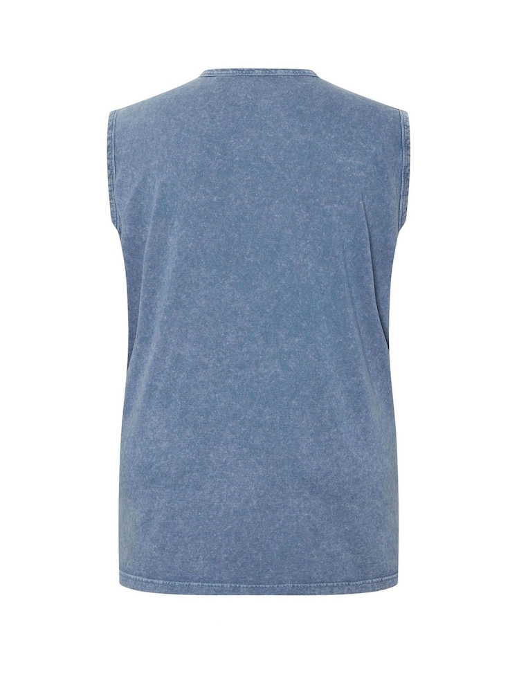 BadRhino Big & Tall Blue Acid Wash Skull 100% Cotton Vest - Image 2 of 2