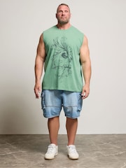 BadRhino Big & Tall Acid Wash Skull 100% Cotton Vest - صورة 1 من 5